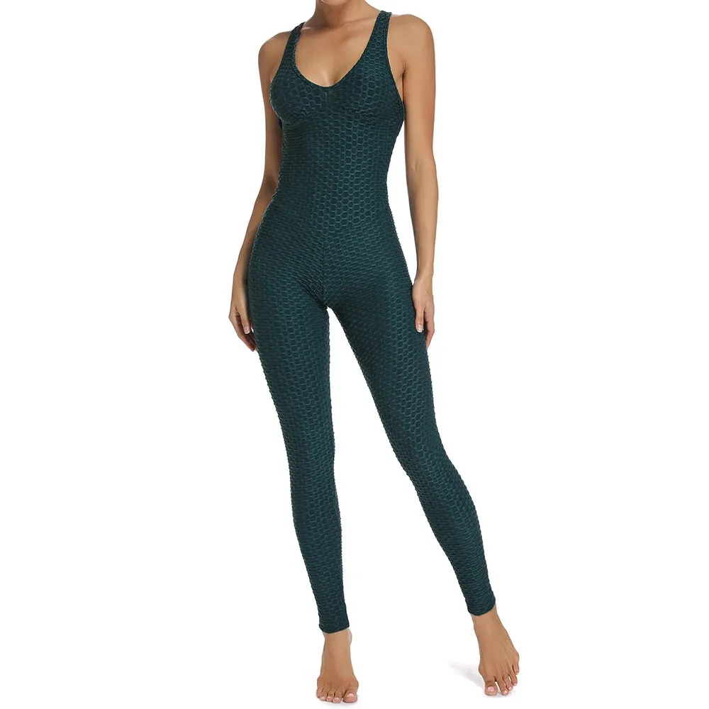 Criss Cross Halter Backless Work Out Jumpsuit