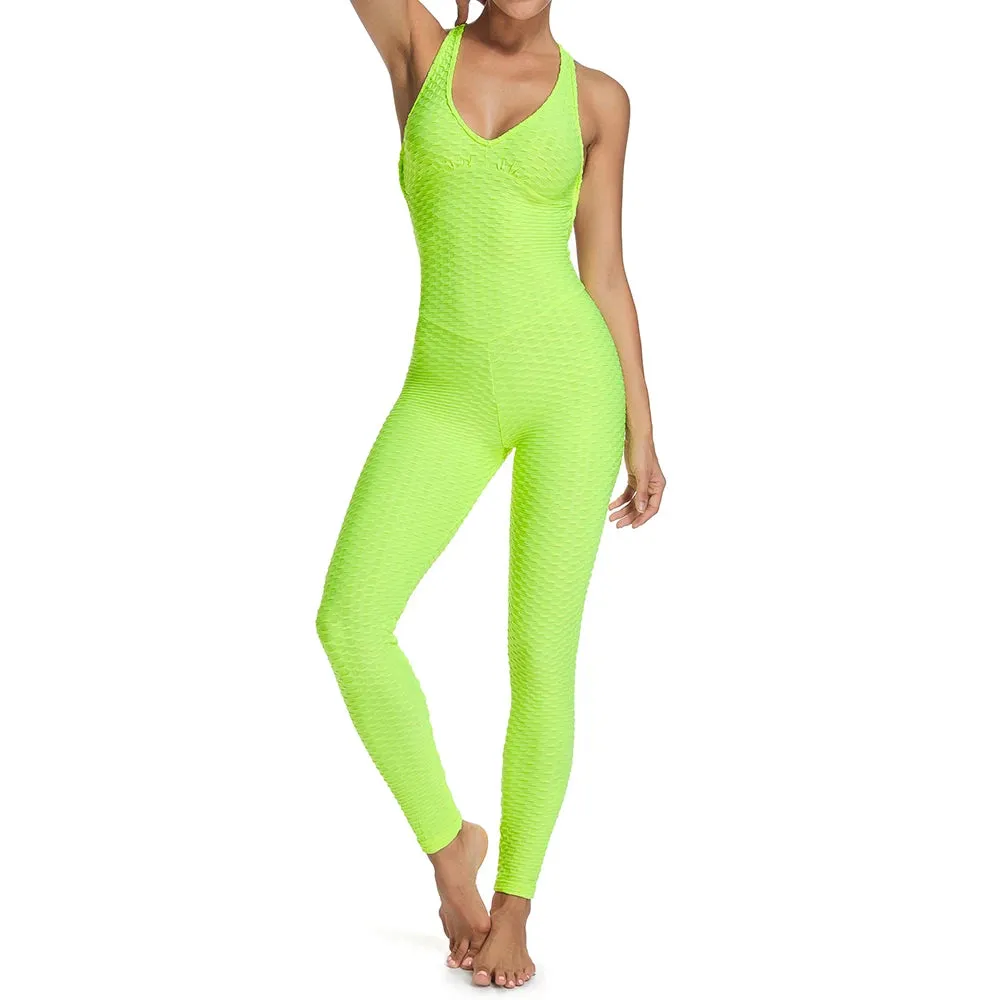 Criss Cross Halter Backless Work Out Jumpsuit